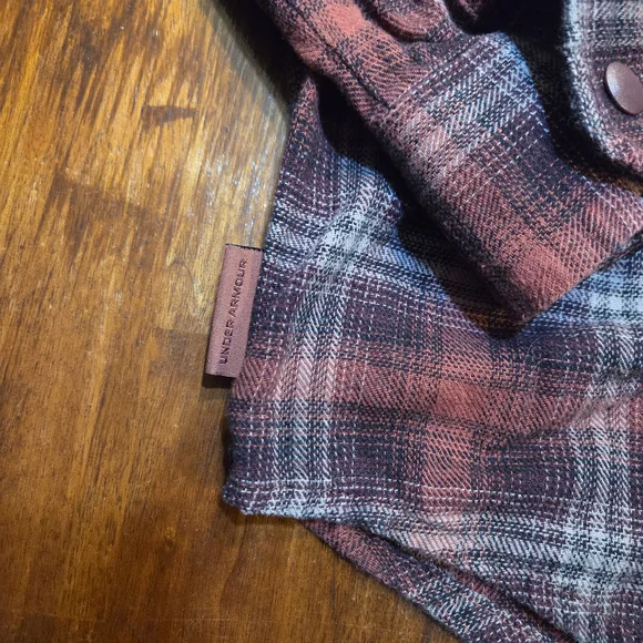 Men's Under Armour Small Light Flannel Long Sleeve Shirt, Red, Black Lumberjack - Picture 2 of 5